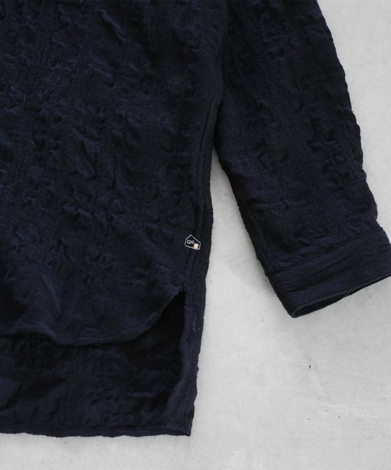 HUIS |“HUIS×尾州”縮絨綿ウールガーゼバンドカラーオーバーシャツ