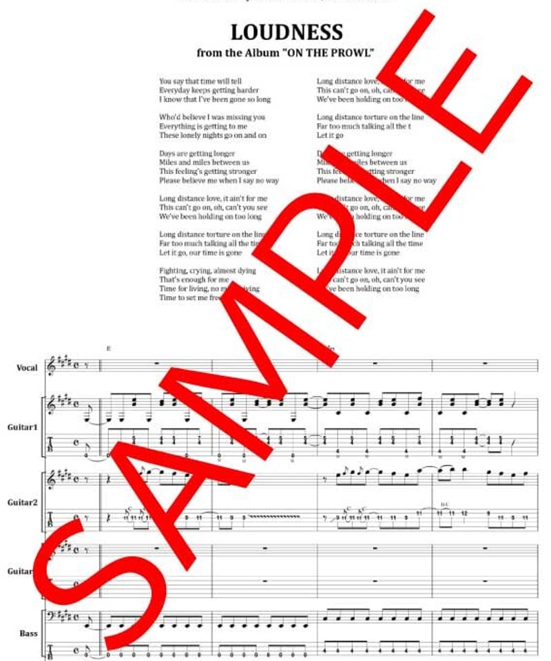 ラウドネス(LOUDNESS) / LONG DISTANCE バンド・スコア(TAB譜) 楽
