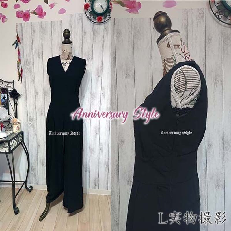 パンツドレス S-4XL 即納 黒 オールインワン ガウチョパンツ ctk-1606