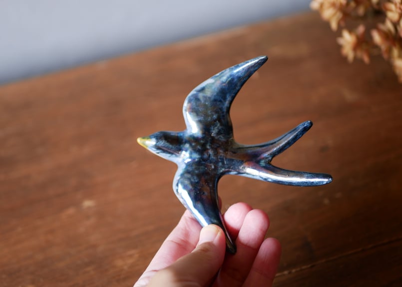 陶器のツバメ 壁掛け オブジェ フランスアンティーク ブロカント S