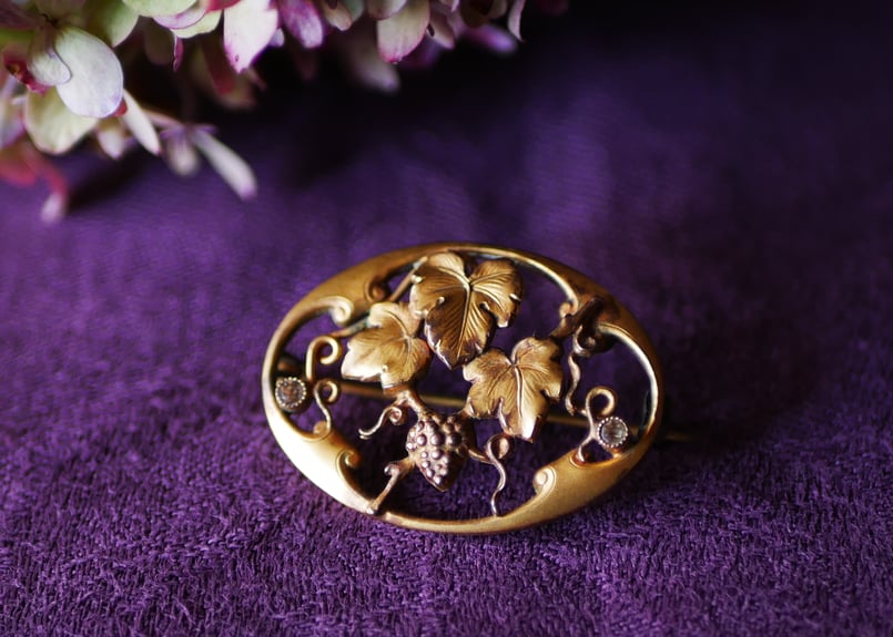 葡萄 ブドウのブローチ アンティークブローチ フランスアンティーク