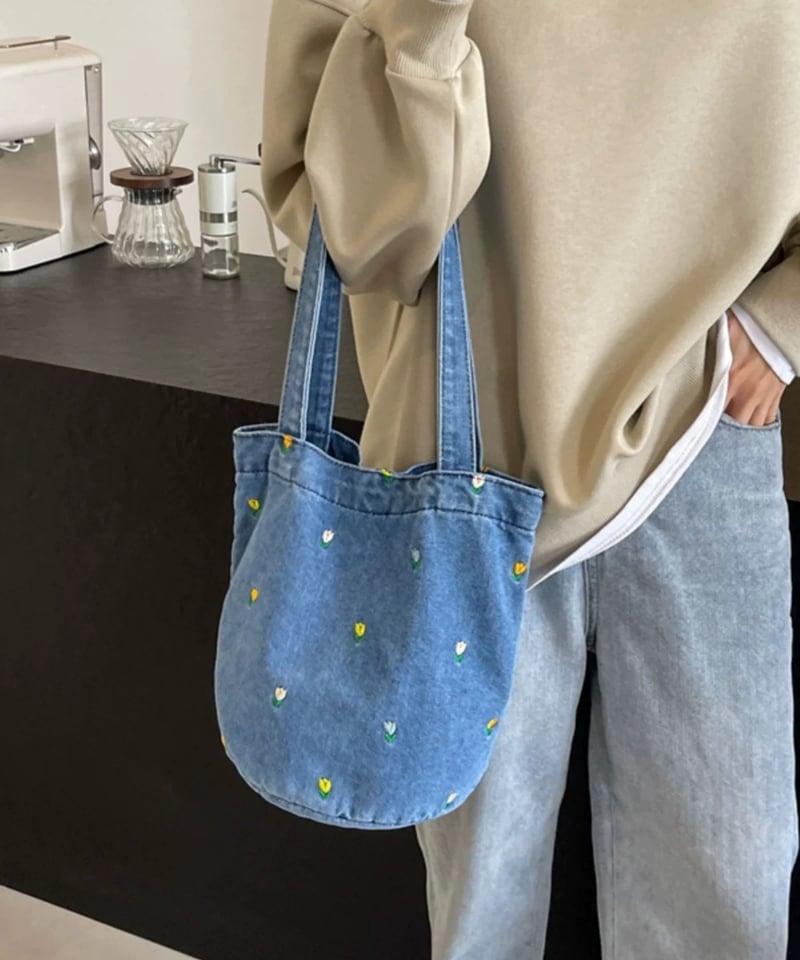 予約販売】フラワー刺繍デニムトートバッグ | KISHIKA