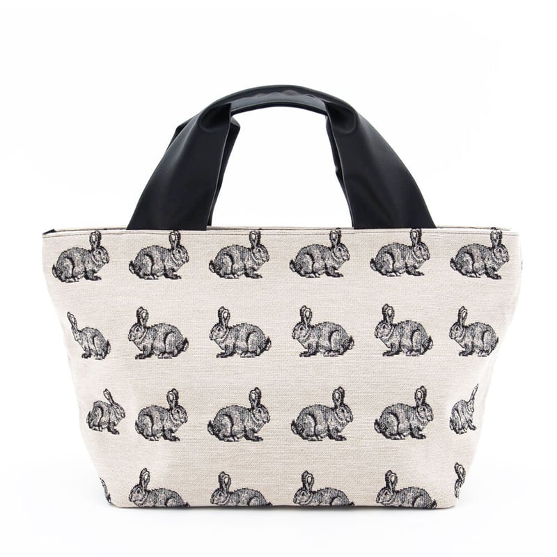 ハンドルがポイントファスナー開閉のトートバッグ ウサギ柄 | バッグ