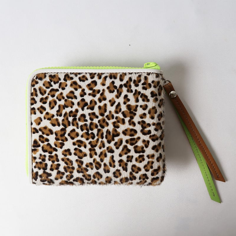 L字ファスナー ミニ財布 イタリアンハラコレザー ヒョウ柄 2カラー