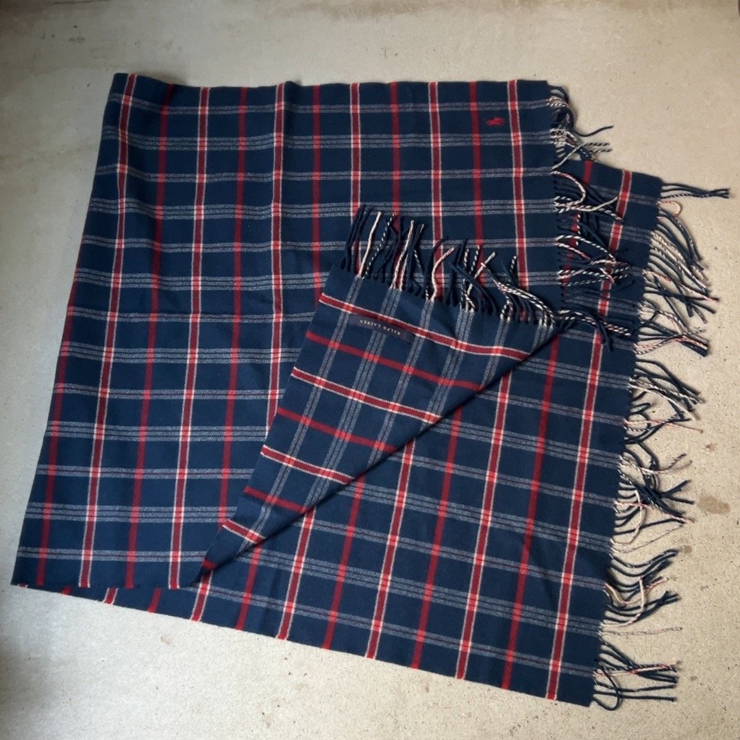 RALPH LAUREN ラルフローレン チェック柄 大判ストール ウール100