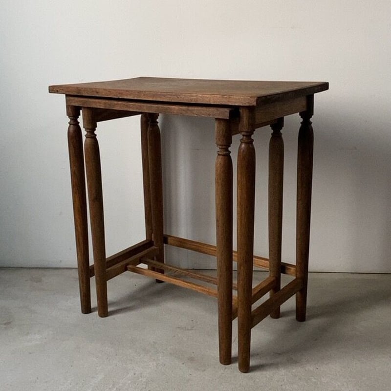 アンティーク ネストテーブル 2台入れ子机 木製無垢 ヴィンテージ 家具