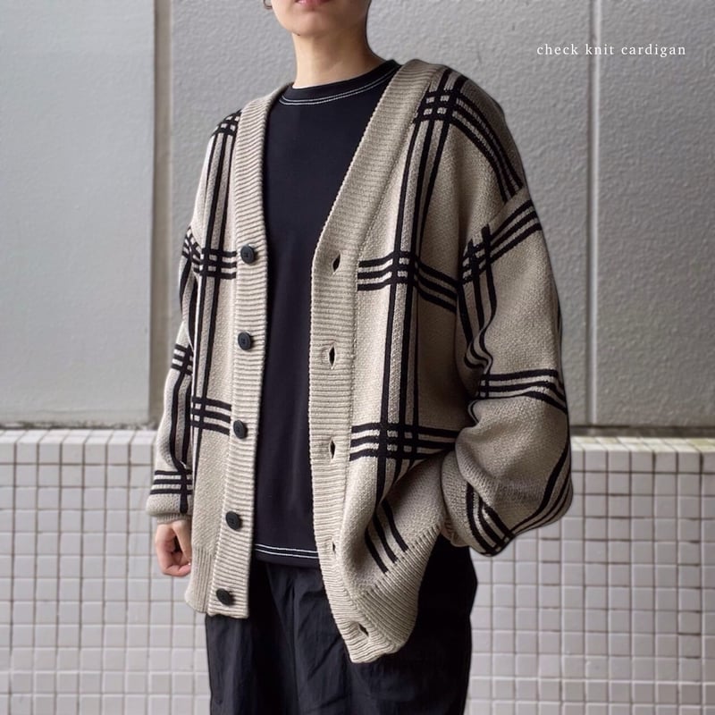 全4色】 チェックBIG長袖ニットカーディガン 21708004 | VARG Gira