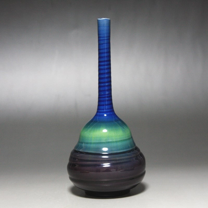 九谷焼 四代徳田八十吉 花入れ 16センチ 共箱 共布 九谷焼 四代徳田八