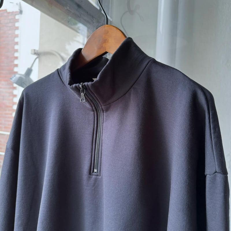 AURALEE ELASTIC HIGH GAUGE SWEAT HALF ZIP P/O |