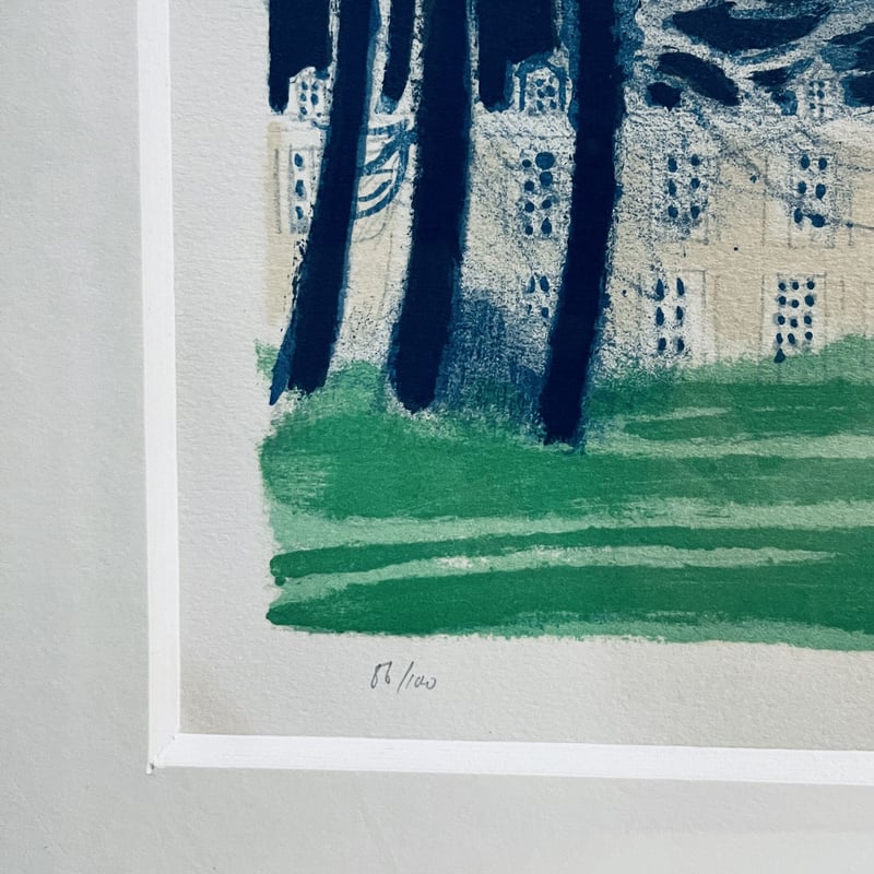 アンドレブラジリエのリトグラフ サイン入レア物 珊瑚色の隊列です アンドレブラジリエのリトグラフ サイン入レア物 珊瑚色の隊列です