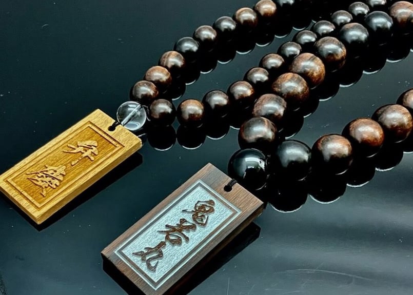 ☆木札別売り☆【極太黒檀】鬼若丸☆数珠ネックレスのみ☆祭