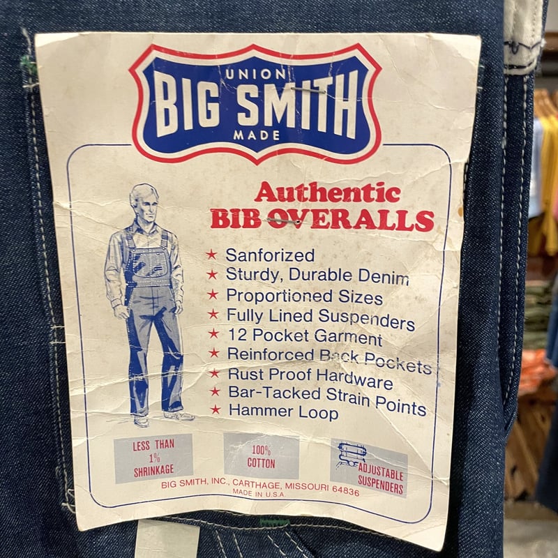 70s BIG SMITH デニムオーバーオール DEAD STOCK USA製 70年代 ビ