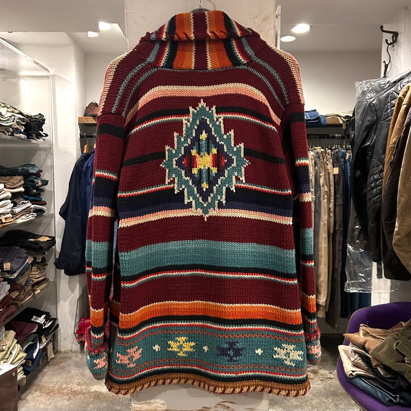 90s COUNTRY RALPH LAUREN ネイティブ柄 ショールカラーガウン カントリ