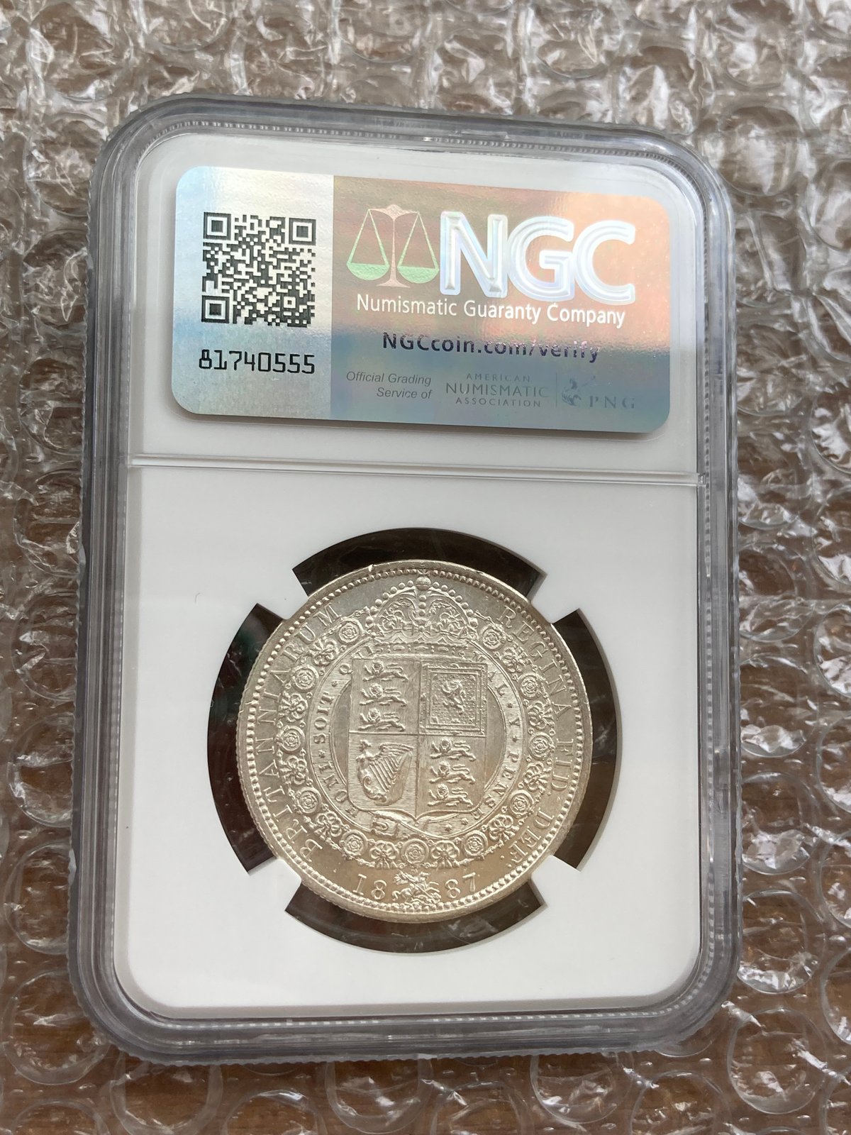NGC鑑定MS62 1887年 ハーフクラウン銀貨 ヴィクトリア女王 ジュビリー