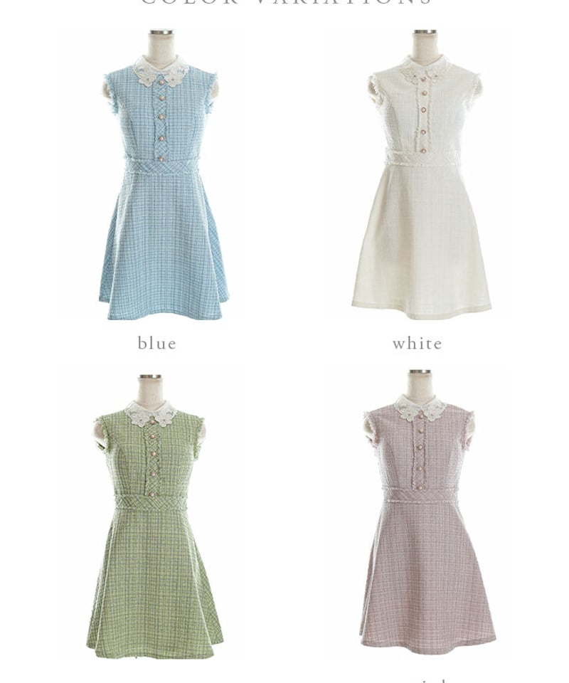 XSサイズあり】襟付きスプリングツイードミニドレス (fm2726) | chouette