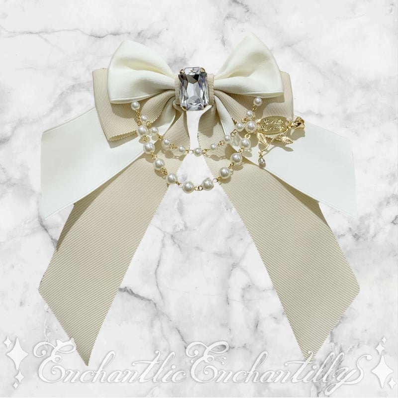 宝石箱パールリボンブローチ（生成） | Enchantlic Enchantilly onl