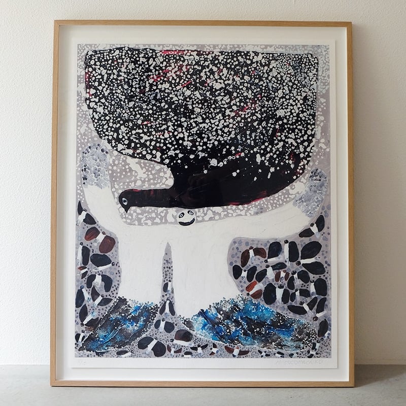 ミロコマチコ/mirocomachiko ジークレー版画『鳥との対話』( Edition No