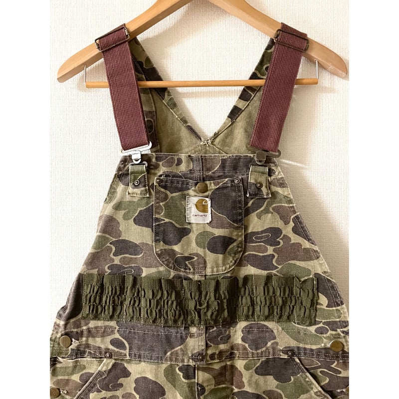 USED 80's carhartt ダックハンターカモ オーバーオール 34/30 プリント