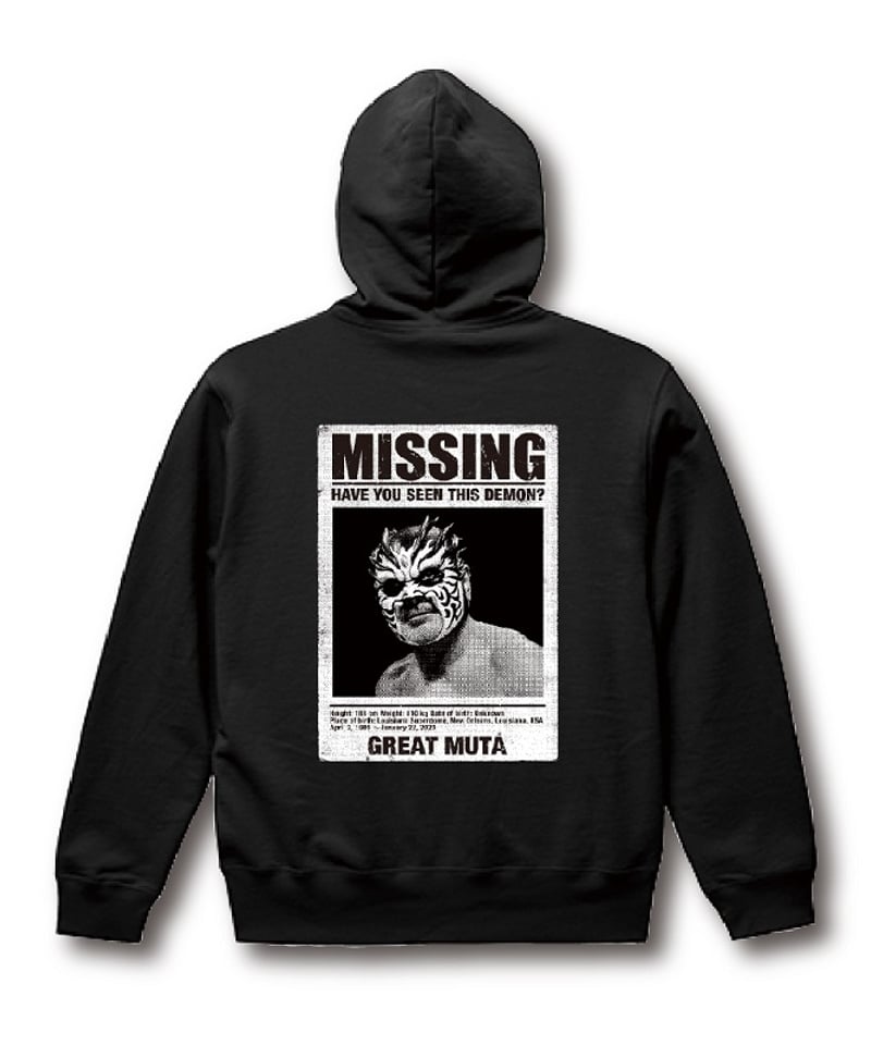 グレート・ムタ「MISSING」パーカー（黒） | KEIJI MUTO OFFICIAL SHOP
