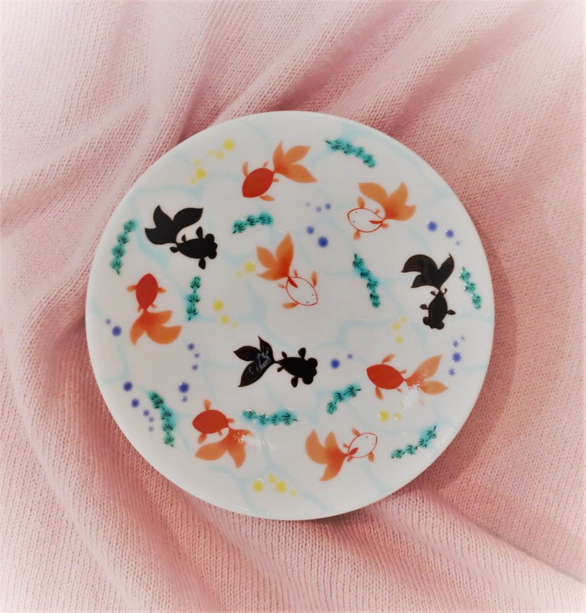 九谷焼 縁起絵変り 金魚 豆皿 KSO-328 | つちや陶器店