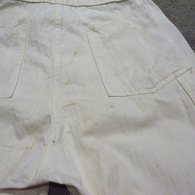 ビンテージ40's○チェーンステッチ刺繍HBTオールインワン生成り