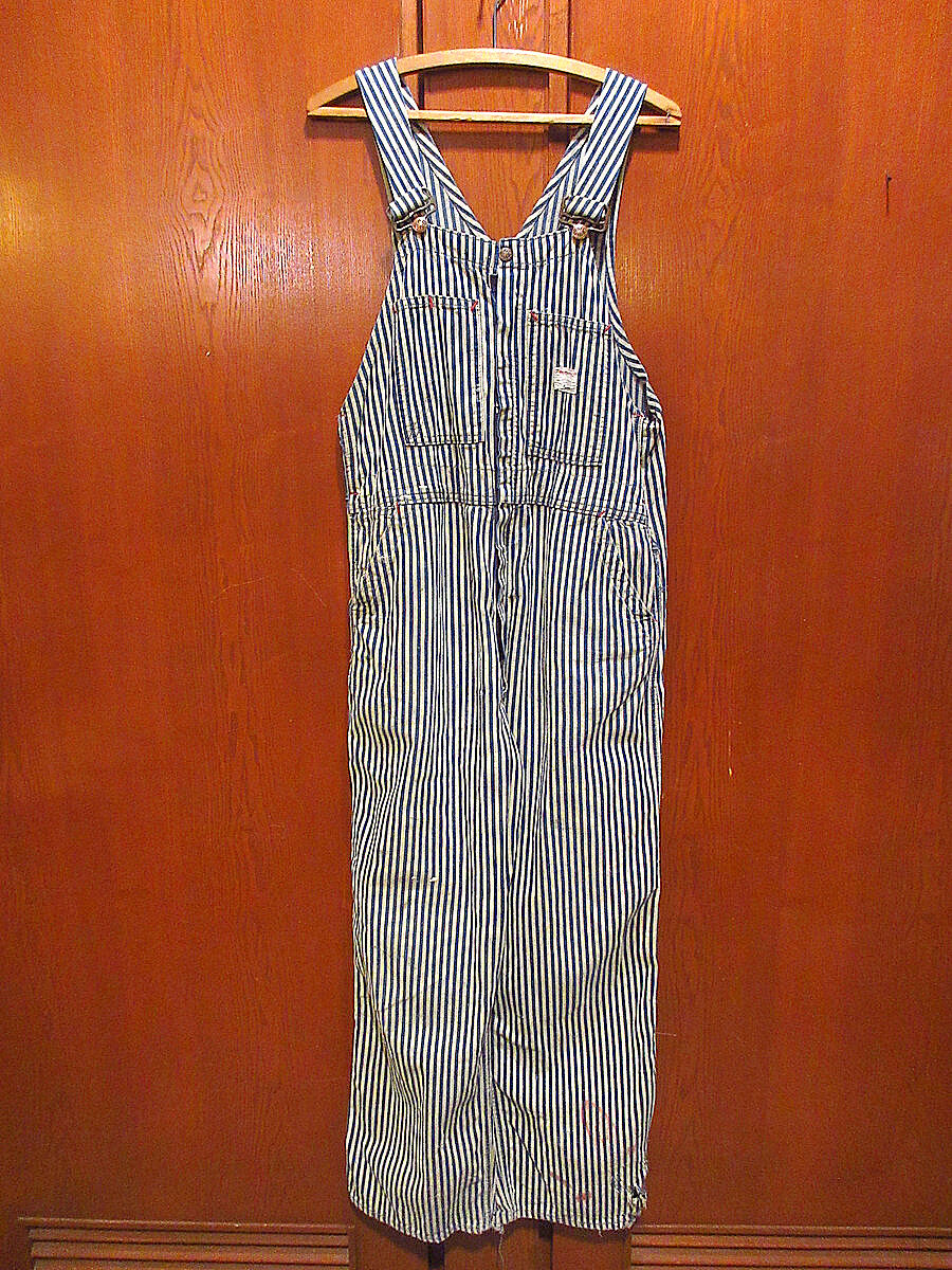 ビンテージ60's○BIG MACヒッコリーストライプオーバーオールW92cm