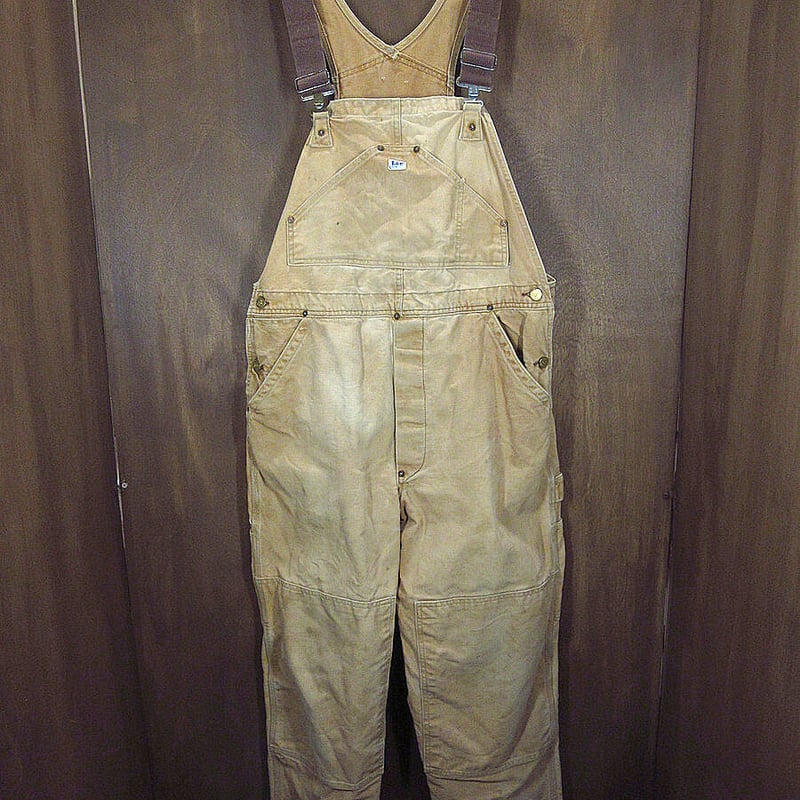 ビンテージ70's○Leeブラウンダックダブルニーオーバーオール実寸W98cm