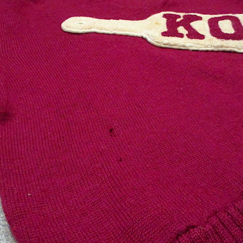 ビンテージ50's○LASLEY KNITTING Vネックレタードセーター○211219r3