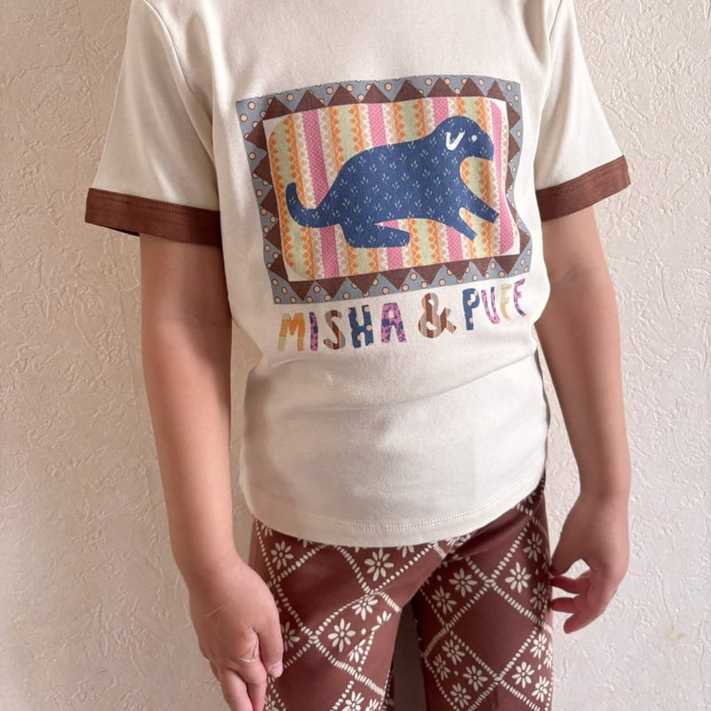 Misha & Puff DOG COLLAGE RIGER TEE - MARZIPAN |