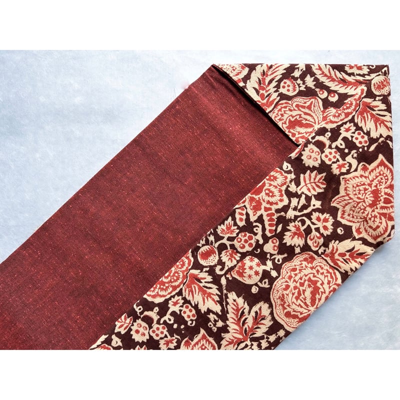 古法インド更紗 九寸名古屋帯 錆色花模様（仕立て上り） | 古布と帯