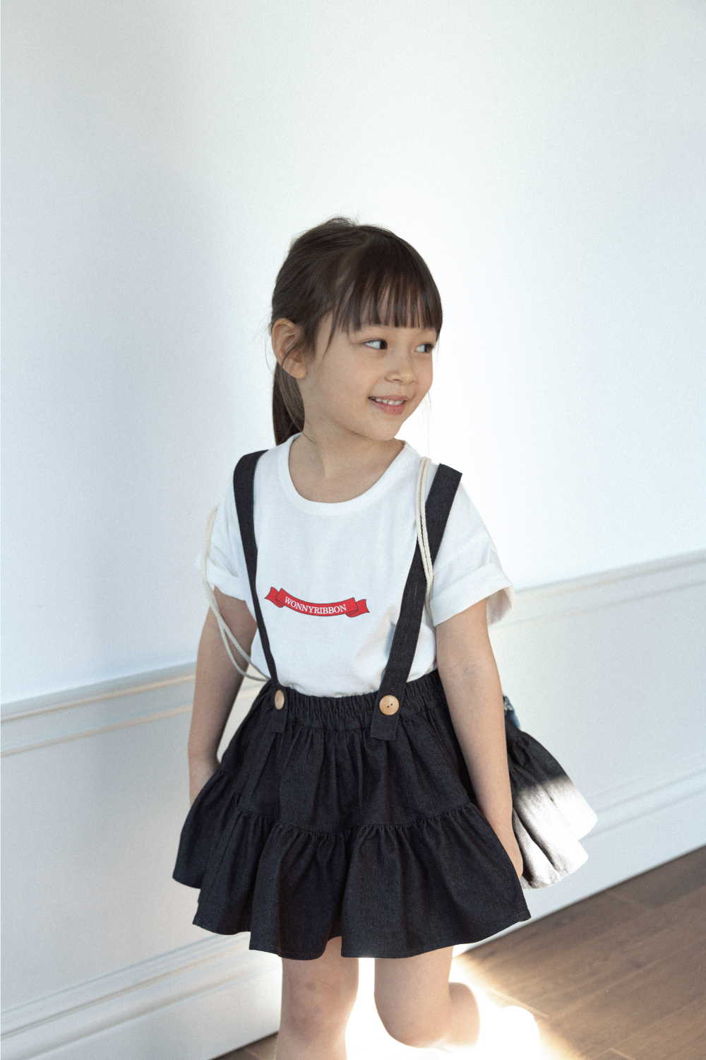 Wonny Ribbon / Black Denim Skirt | lisoro