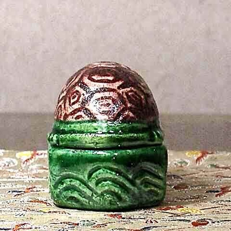 安加比古窯 加藤晃楽 作 分銅亀 香合 無傷 共箱 保証。 | STORES