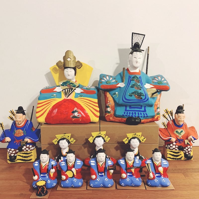 三春張子『雛12体セット(田舎雛・右大臣左大臣・三人官女・五人囃子