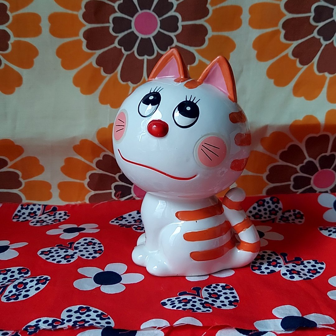 内藤ルネ・猫の陶器🐈‍⬛ ͗貯金箱 | あんちーくKIDAN STORE