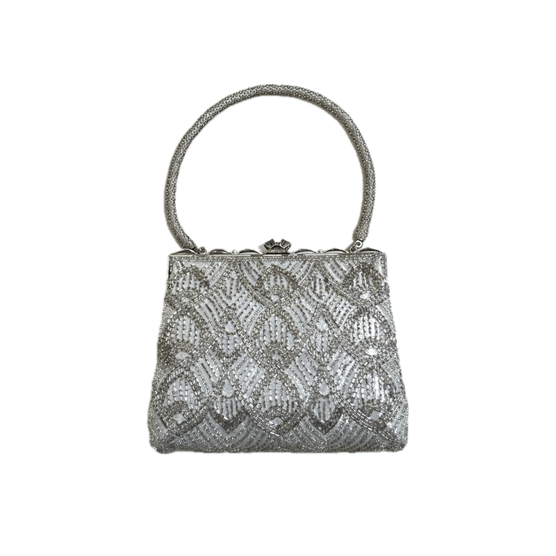 昭和レトロ ヴィンテージ はしもと シルバー ビーズバッグ 和装用