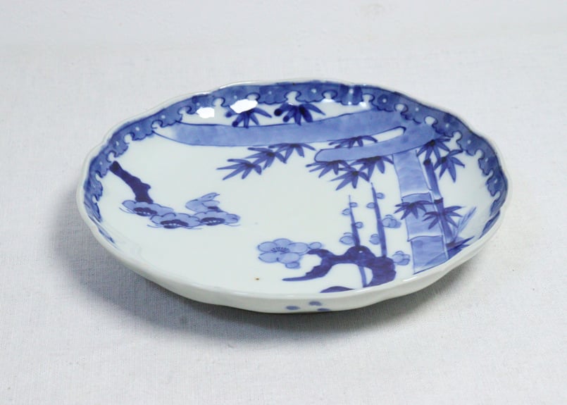 明治前期染付松竹梅図7寸皿 | 吉祥寺PukuPuku