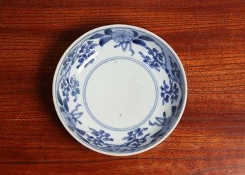 江戸中期藍柿右衛門桜と蛸唐草図なます皿 高台ホツ | 吉祥寺PukuPuku