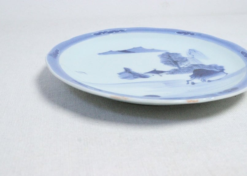 江戸幕末染付ダミ縁山水図6寸皿 | 吉祥寺PukuPuku