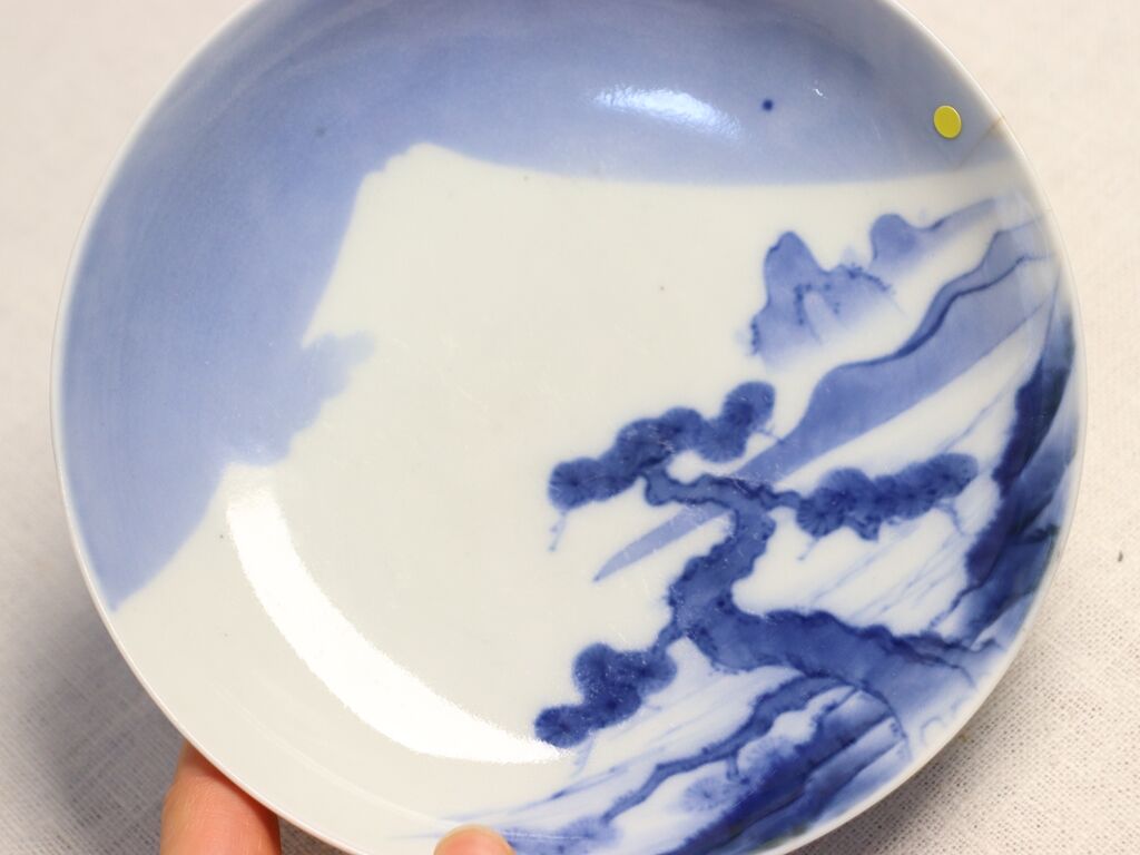 向付 染付 七福神 5客 明治 大正 昭和初期 銘 変形皿 小皿 その2 向付