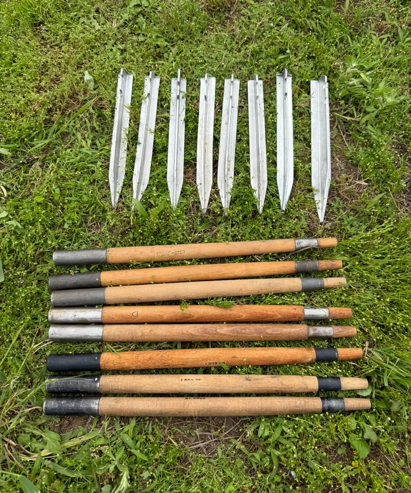 希少軍幕❗️ノルウェー軍用テント ポール、ペグ付き