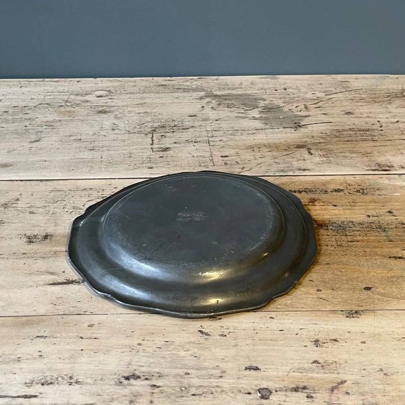 ピューター 花リムプレート 17.5cm フランスアンティーク ⑫