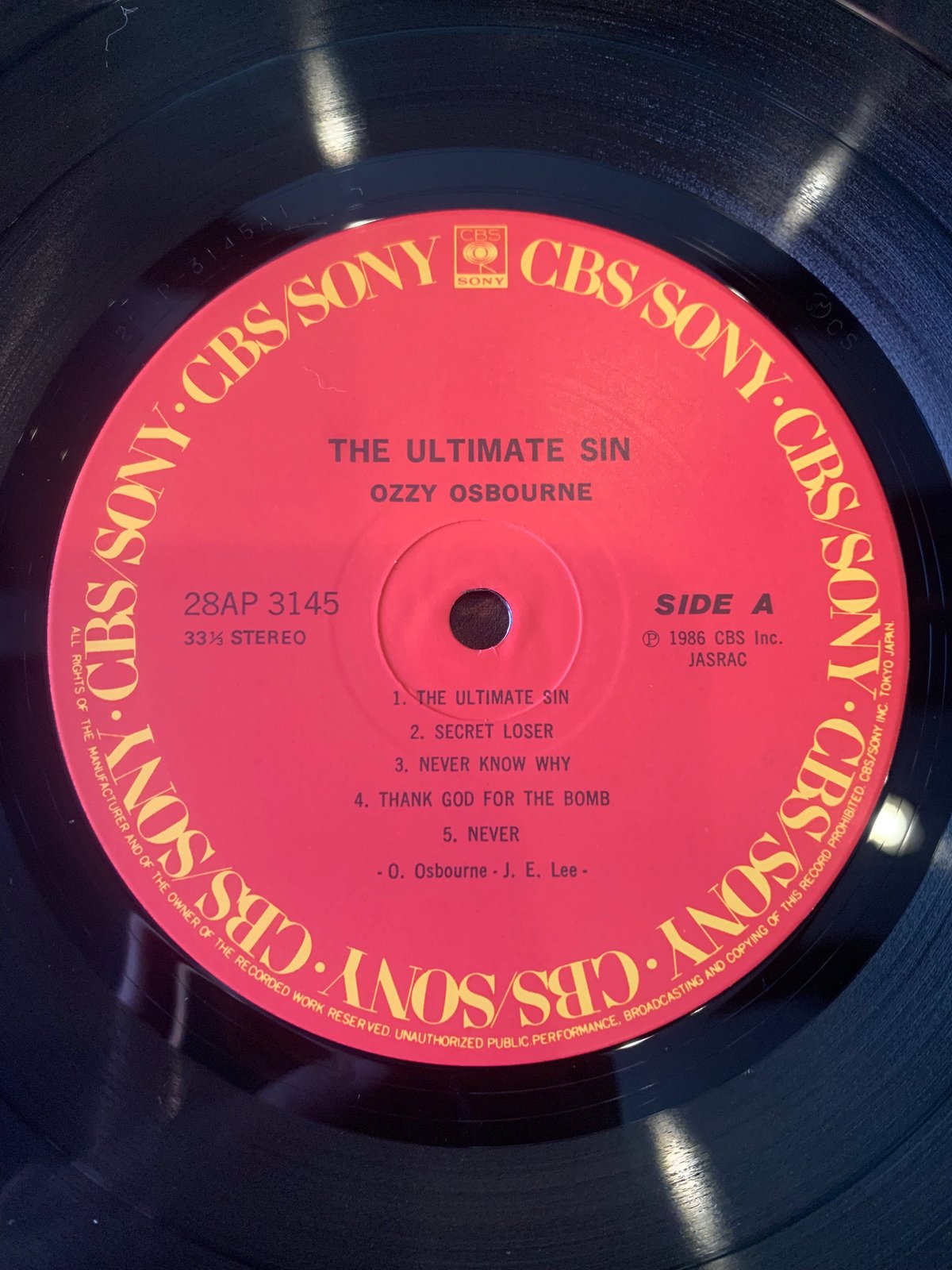LP】Ozzy Osbourne / The Ultimate Sin | RECORD H