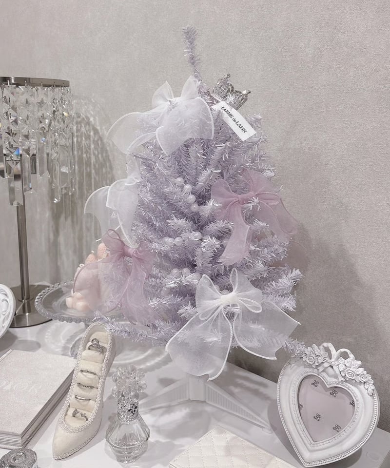 ホワイト×ピンクリボン ミニクリスマスツリー | LARME de LAPIN