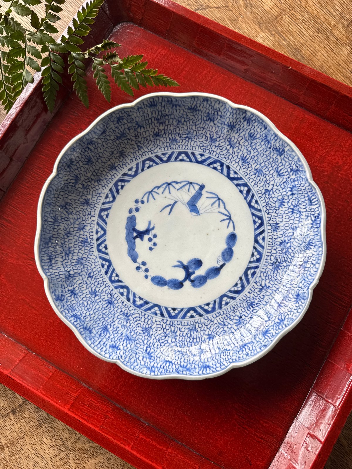 古伊万里 染付微塵唐草文 輪花七寸皿 1枚 | Kaikaroman ONLINE STORE