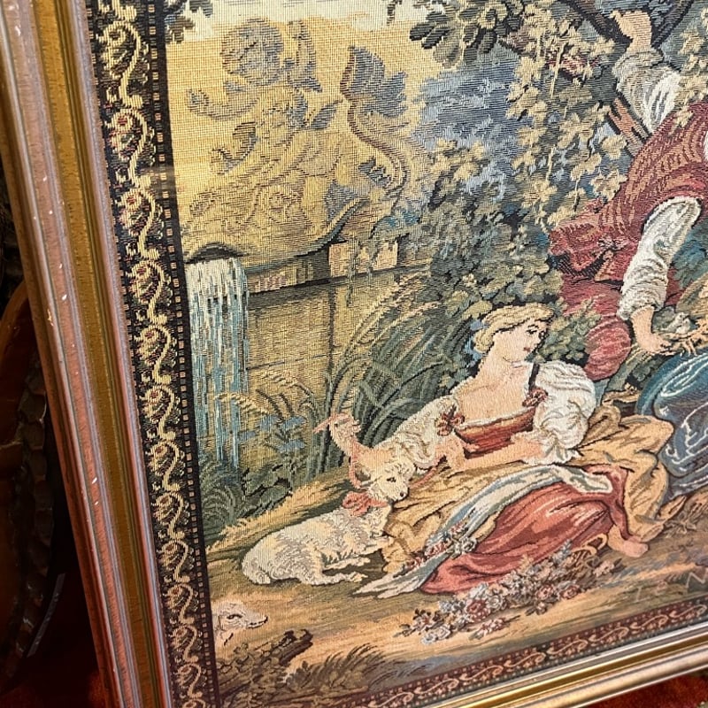 額入り ゴブラン織り 装飾額 タペストリー壁掛け 額縁 | アンティーク