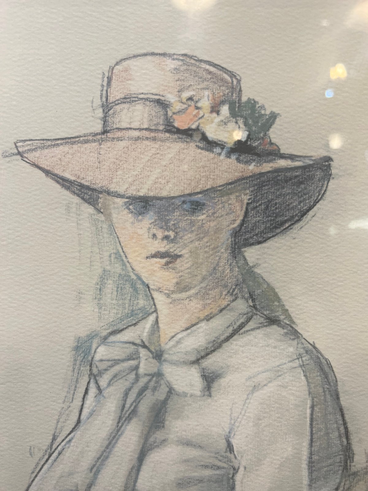 小磯良平「婦人像」額付き絵画（複製画） | アンティーク家具と喫茶