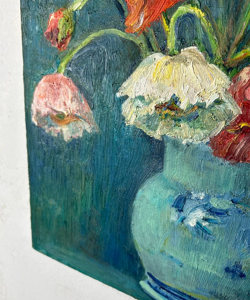 ポピーの花/静物画/油絵/アート | 骨董・アンティークのオンライン