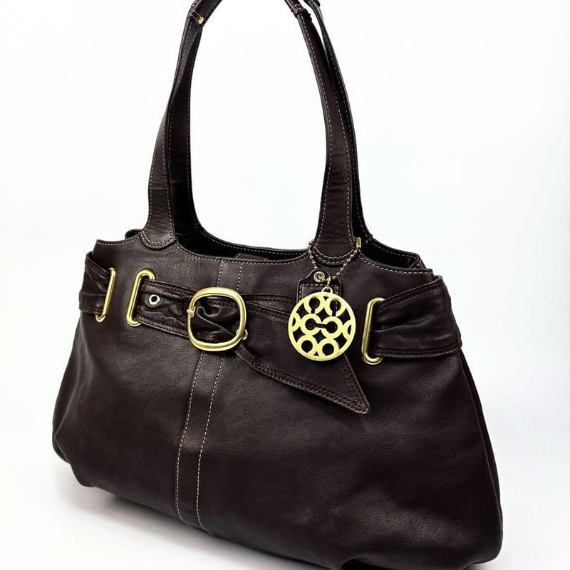 コーチ レザートートバッグ ダークブラウン PC A4 肩掛け 13885 焦茶