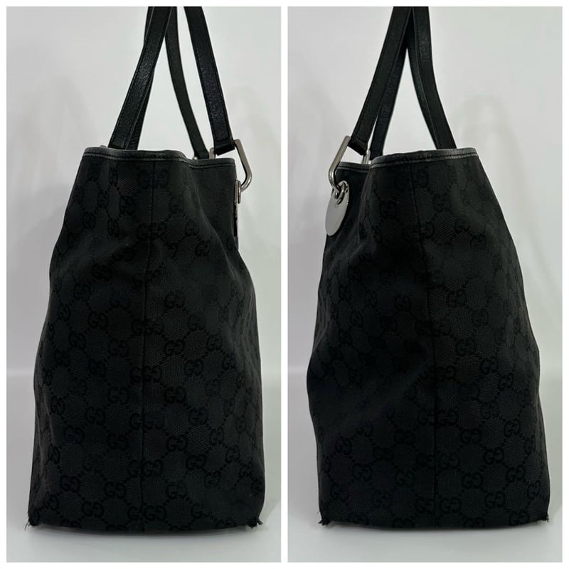 自00223 グッチ GUCCI トートバッグ レザー GGキャンバス ブラック 黒