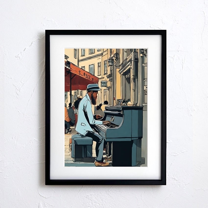 Street Musician｜街角のピアノと大人の渋さを描くジャズアート
